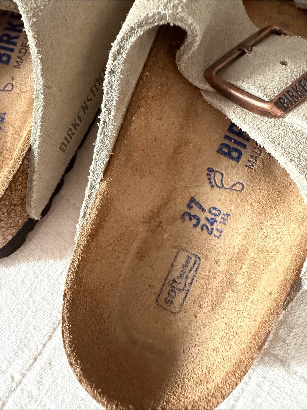 Birkenstock Arizona Two-Strap Sandals in Light Taupe Suede - Picture 2 of 6